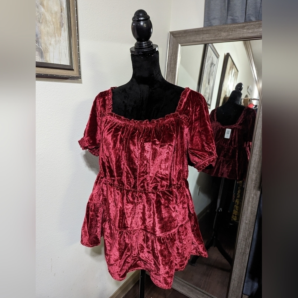 Babydoll Velvet Tiered Top - Picture 5 of 10